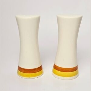 Vintage Japan MCM Salt & Pepper Shakers – Retro Stripe Tall Ceramic Pair